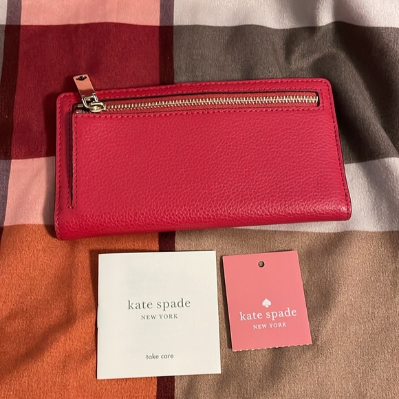 NWT Kate Spade Red Pebbled Leather Wallet - Picture 4 of 7